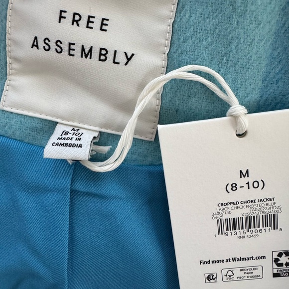 NWT Free Assembly cropped chore jacket in large check frosted blue - Picture 3 of 6
